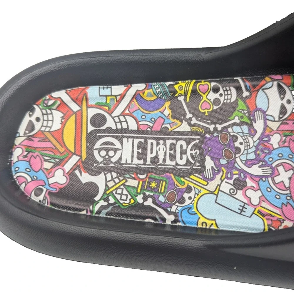 One Piece Anime Skull Slides Sandals Mens Size 8 Black Anime Slip On